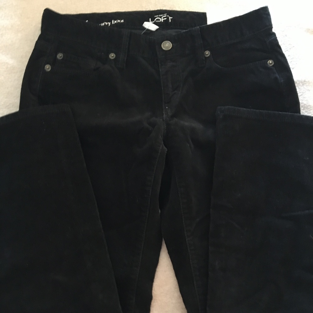 Ann Taylor Loft 25/0 P Curvy Boot Black Corduroy P